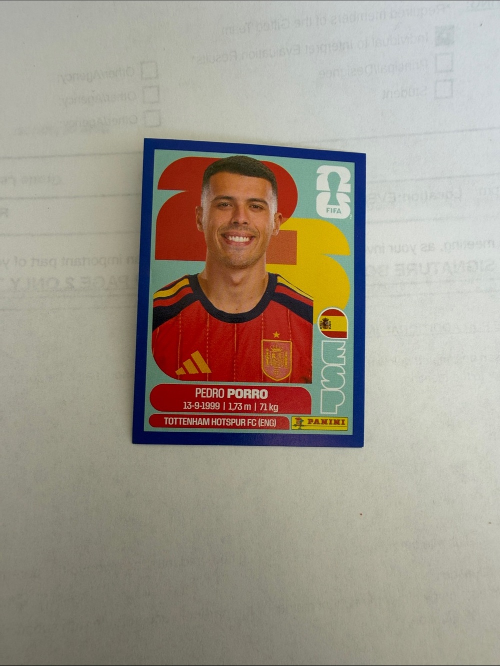 Panini FIFA blue Sticker - ESP 6 Pedro Porto